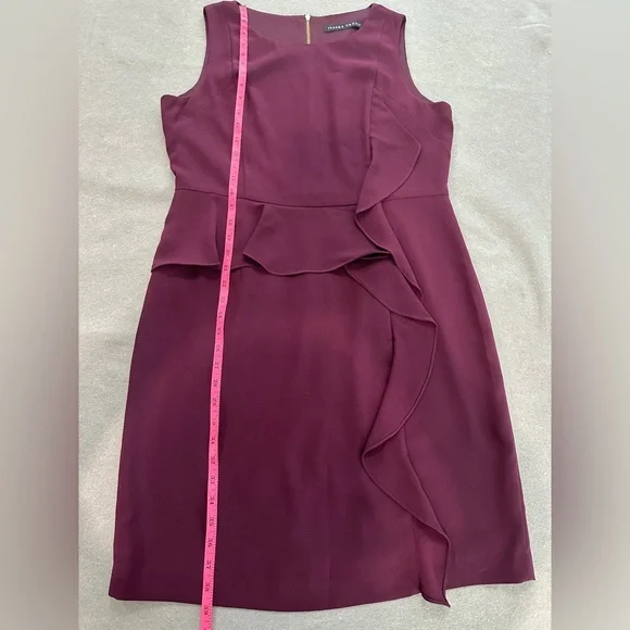 Ivanka Trump Bateau Neck Sleeveless Sheath Dress Purple Gold Accent Zipper Sz 14 - Picture 3 of 12